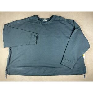FLX Women Midnight Navy Blue Side Zip Oversized Sweatshirt 2X WX13A101PS NEW